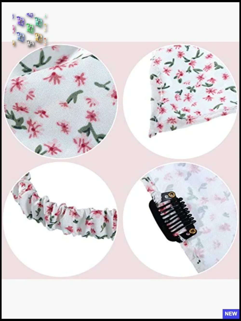 Floral Chiffon Hair Bandanas Set Boho Cottagecore Headbands with Clips